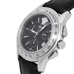 Versace Black Stainless Steel Leather ULC99 Men's Wristwatch 39 mm