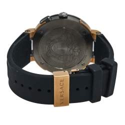 Versace Bronze PVD Plated Stainless Steel Rubber V-Extreme GMT VCN030017 Men's Wristwatch 46 mm
