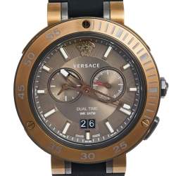 Versace Bronze PVD Plated Stainless Steel Rubber V-Extreme GMT VCN030017 Men's Wristwatch 46 mm
