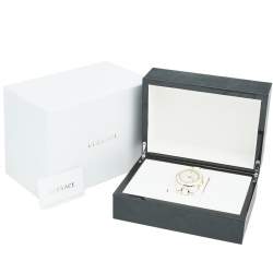 Pre Owned Versace White Ceramic Rose Gold Plated Stainless Steel DV One 16CCP1D001 SC01 Men's Wristwatch 43 mm