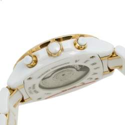 Pre Owned Versace White Ceramic Rose Gold Plated Stainless Steel DV One 16CCP1D001 SC01 Men's Wristwatch 43 mm