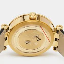 Pre Owned Versace Silver Gold Plated Stainless Steel Leather V-Race VPQ Men's Wristwatch 42 mm