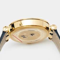 Pre Owned Versace Silver Gold Plated Stainless Steel Leather V-Race VPQ Men's Wristwatch 42 mm