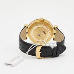 Pre Owned Versace Silver Gold Plated Stainless Steel Leather V-Race VPQ Men's Wristwatch 42 mm