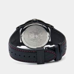Pre Owned Versace Black PVD Coated Stainless Steel Leather Palazzo VERD00218 Men's Wristwatch 43 mm