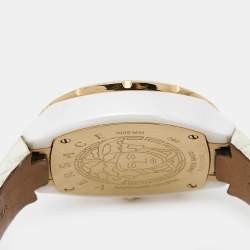 Versace White Ceramic Rose Gold Plated Stainless Steel Leather DV One Chronograph 28C Unisex Wristwatch 42 mm