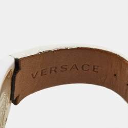 Versace White Ceramic Rose Gold Plated Stainless Steel Leather DV One Chronograph 28C Unisex Wristwatch 42 mm