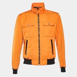 Versus Versace Orange Synthetic Bomber Jacket L