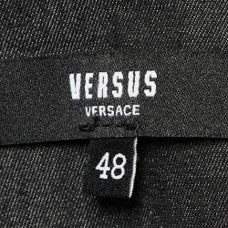 Versus Versace Black Cotton Logo Button Embellished Shirt M