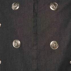 Versus Versace Black Cotton Logo Button Embellished Shirt M