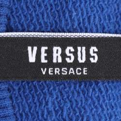Pre Owned Versus Versace Blue Cotton Knit Logo Embroidered Sweatshirt S