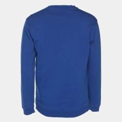 Pre Owned Versus Versace Blue Cotton Knit Logo Embroidered Sweatshirt S
