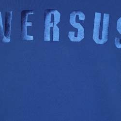 Pre Owned Versus Versace Blue Cotton Knit Logo Embroidered Sweatshirt S