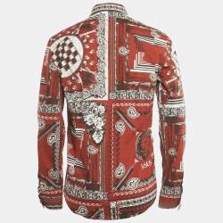 Pre Owned Versus Versace Red Printed Cotton Shirt M