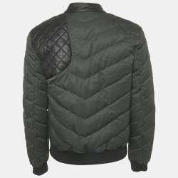 Pre Owned Versus Versace Green Synthetic Zip-Up Quilted Down Jacket XL
