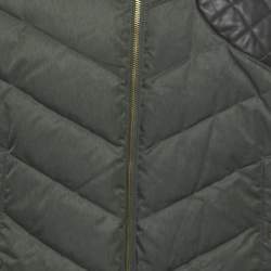 Pre Owned Versus Versace Green Synthetic Zip-Up Quilted Down Jacket XL