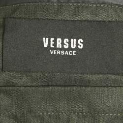 Pre Owned Versus Versace Green Synthetic Zip-Up Quilted Down Jacket XL