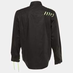 Pre Owned Versus Versace Black Cotton Lace Detail Shirt XXL