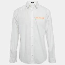 مملوكة مسبقًا قميص فيرسوس فيرساتشي قطن أبيض مطبوع شعار الماركة مقاس كبير (لارج)