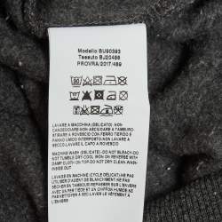 Pre Owned Versus Versace Grey Cotton Knit Logo Tape Zip Detail Hooded Jacket XL