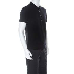 Pre Owned Versus Versace Black Cotton Pique Lion Head Logo Polo T Shirt L 