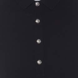 Pre Owned Versus Versace Black Cotton Pique Lion Head Logo Polo T Shirt L 