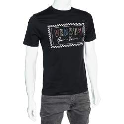 Versus Versace Black Cotton Logo Printed Crewneck T-Shirt S