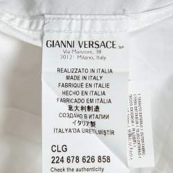 Pre Owned Versus Versace White Cotton Logo Printed Button Front Shirt M