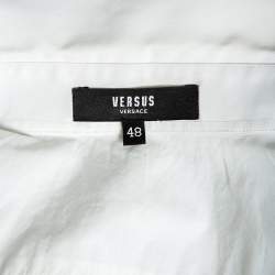Pre Owned Versus Versace White Cotton Logo Printed Button Front Shirt M
