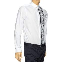 Pre Owned Versus Versace White Cotton Logo Printed Button Front Shirt M
