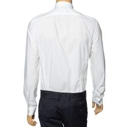 Pre Owned Versus Versace White Cotton Logo Printed Button Front Shirt M