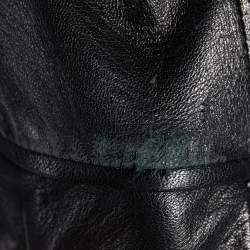 Versus Versace Black Leather Button Front Long Coat 3XL