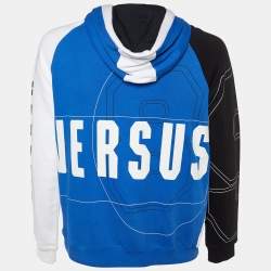 Pre Owned Versus Versace Color Block Logo Printed Cotton Knit Hoodie M