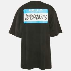مملوكة مسبقًا Vetements Limited Edition Unisex Black Printed Jersey Oversized T-Shirt M