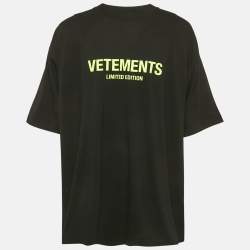 Pre Owned Vetements Limited Edition Unisex Black Printed Jersey Oversized T-Shirt L