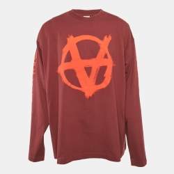 مملوكة مسبقًا Vetements Unisex Burgundy Printed Jersey Sweatshirt L