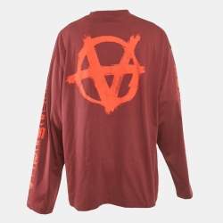 مملوكة مسبقًا سويت شيرت فيتمنتس للجنسين جيرسي مطبوع خمري كبير