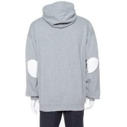 Pre Owned Vetements Grey Cotton Elbow Cutout Detail Zip Front Hoodie L
