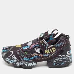 Vetements x Reebok Black Graffiti Fabric Instapump Fury Sneakers Size 40