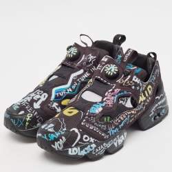 Vetements x Reebok Black Graffiti Fabric Instapump Fury Sneakers Size 40