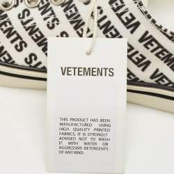Pre Owned Vetements White/Black Logo Print Canvas Low Top Sneakers Size 41