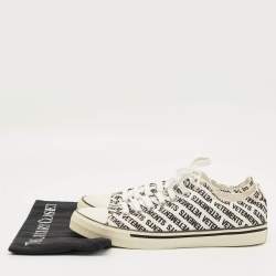 Pre Owned Vetements White/Black Logo Print Canvas Low Top Sneakers Size 41