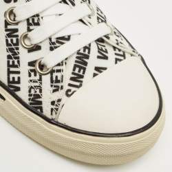 Pre Owned Vetements White/Black Logo Print Canvas Low Top Sneakers Size 41
