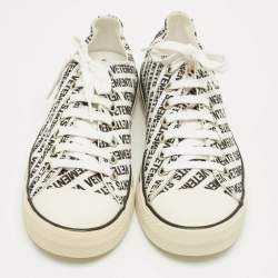 Pre Owned Vetements White/Black Logo Print Canvas Low Top Sneakers Size 41