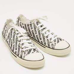 Pre Owned Vetements White/Black Logo Print Canvas Low Top Sneakers Size 41