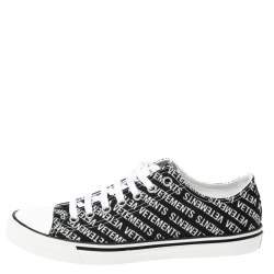 Vetements Black/White Logo Print Canvas Low Top Sneakers Size 42