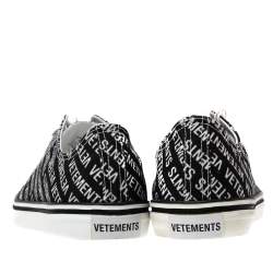 Vetements Black/White Logo Print Canvas Low Top Sneakers Size 42