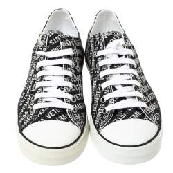 Vetements Black/White Logo Print Canvas Low Top Sneakers Size 42