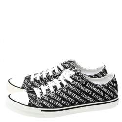 Vetements Black/White Logo Print Canvas Low Top Sneakers Size 42