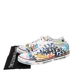 Pre Owned Vetements White Graffiti Canvas Low Top Lace Up Sneakers Size 41